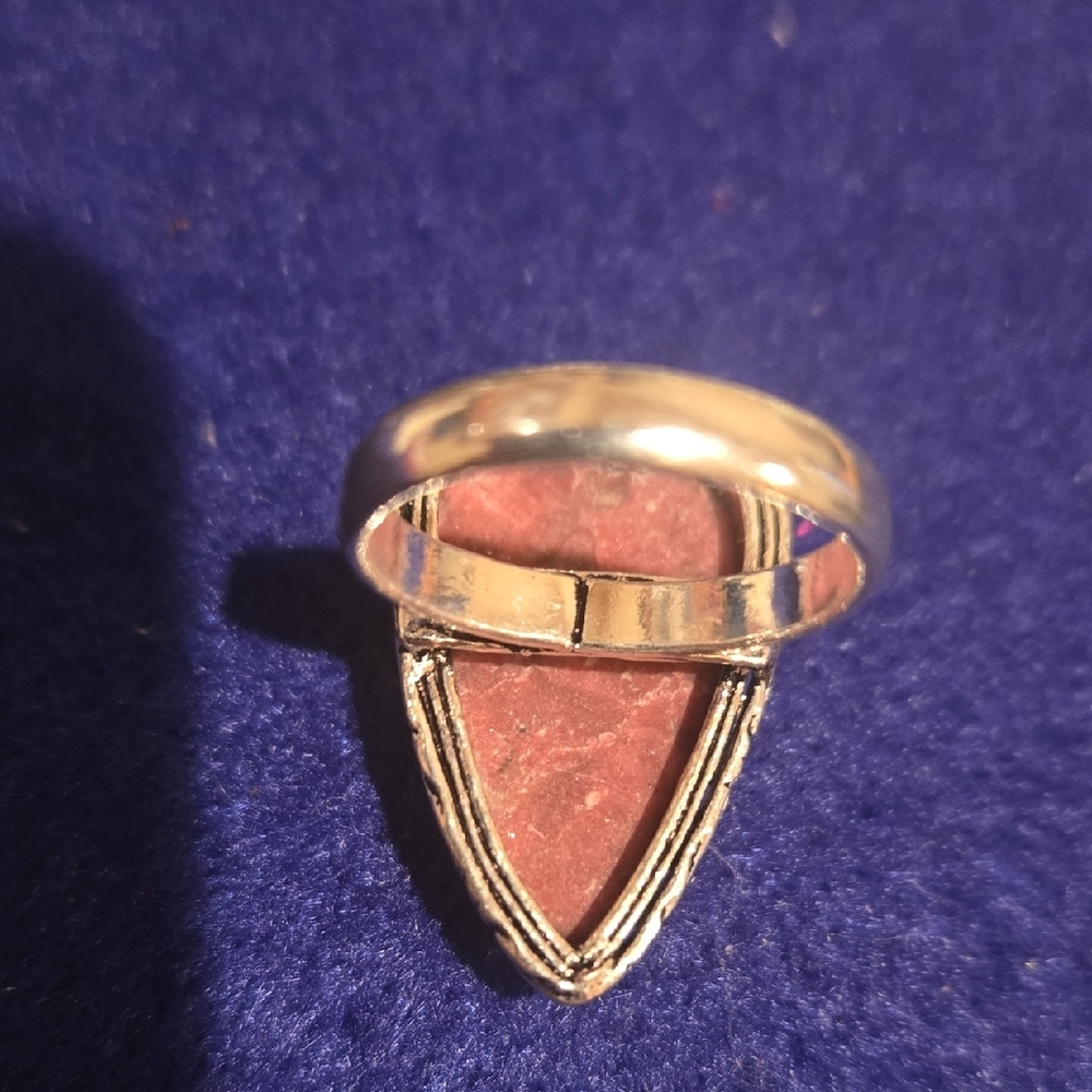 Stunning Thulite Gemstone Silver Ring - image 2